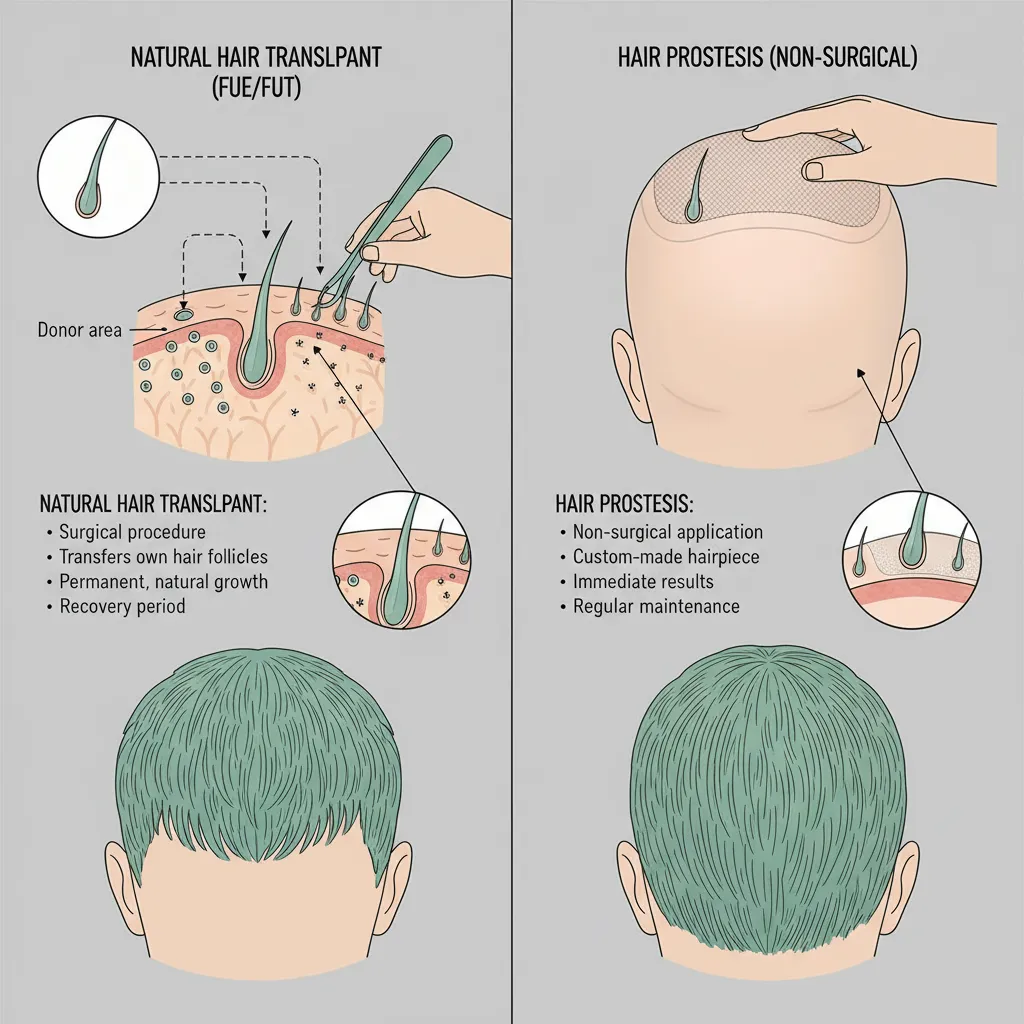 کاشت موی طبیعی یا پروتز مو؟ مقایسه جامع برای انتخاب درست